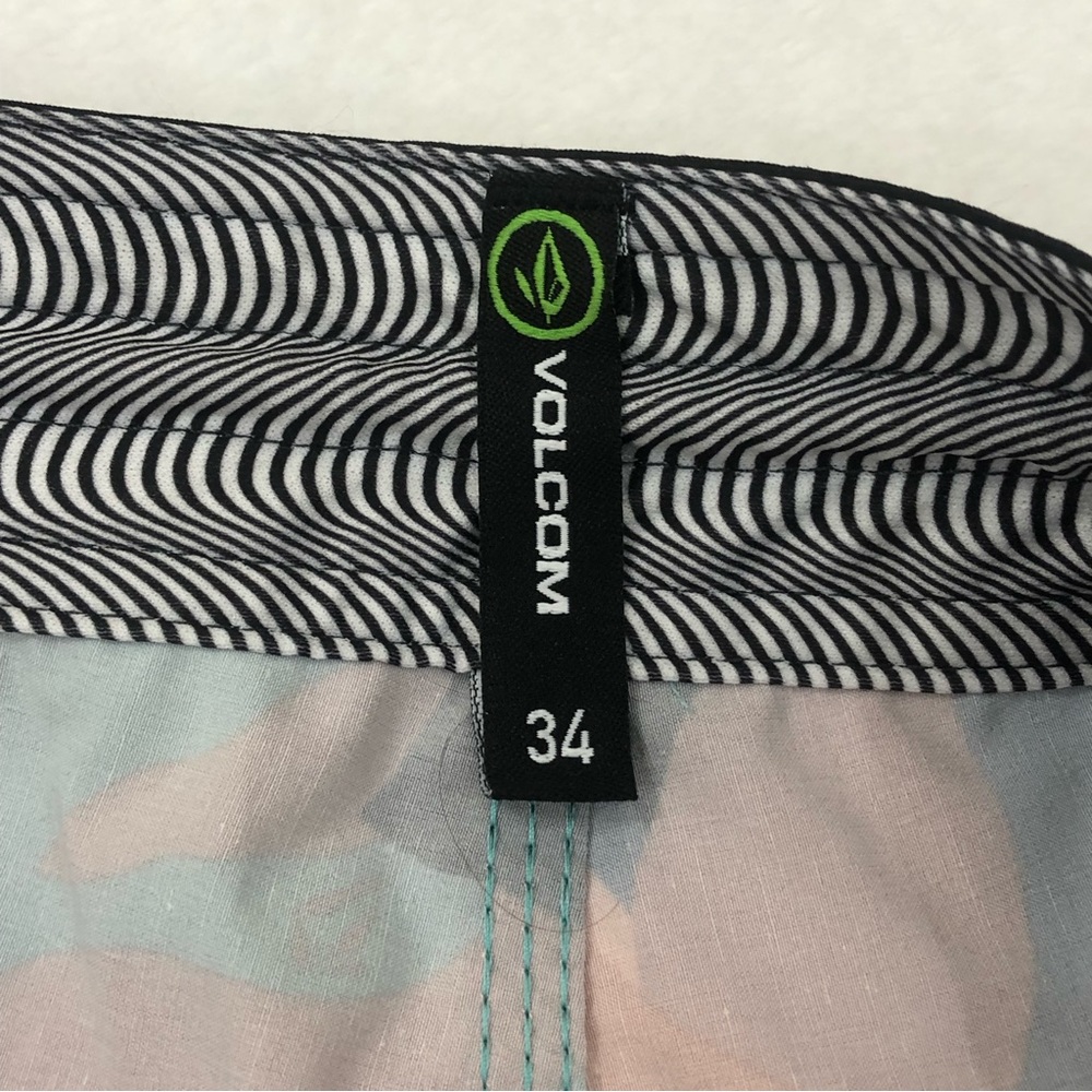 Volcom Stone Cinch Fly Turquoise Black Palm Floral Surf Swim Board Short Men 34 - Picture 3 of 9